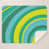 70sレトロGroovy Waveレインボーティール（緑がかった色）グリーン シェルパブランケット (正面(横))
