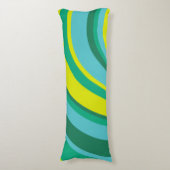 70sレトロGroovy Waveレインボーティール（緑がかった色）グリーン ボディピロー (正面縦)