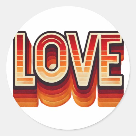 70sレトロLOVEスタンプ ラウンドシール (正面)
