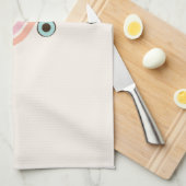 70sロックアンドロールローラースケートで滑るデコールレトロルーム キッチンタオル (四つ折り)