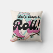 70sロックアンドロールローラースケートで滑るデコールレトロルーム クッション (正面)