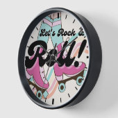 70sロックアンドロールローラースケートで滑るデコールレトロルーム 壁時計 (傾斜)