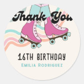 70sロックアンドロールローラースケートで滑るパーティーがギフトを好む ラウンドシール (正面)