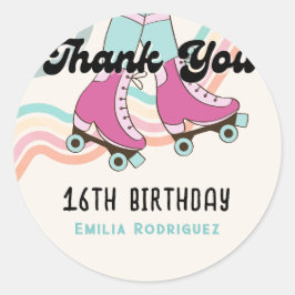 70sロックアンドロールローラースケートで滑るパーティーがギフトを好む ラウンドシール