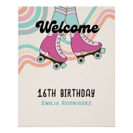 70sロックアンドロールローラースケートで滑るパーティーへようこそ ポスター
