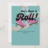 70sロックアンドロールローラースケートで滑るパーティーレトロ女の子 招待状 (裏面)
