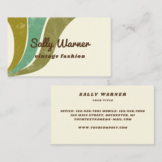 70sヴィンテージグ動揺してリーンレトロ名刺 名刺 (正面/裏面)