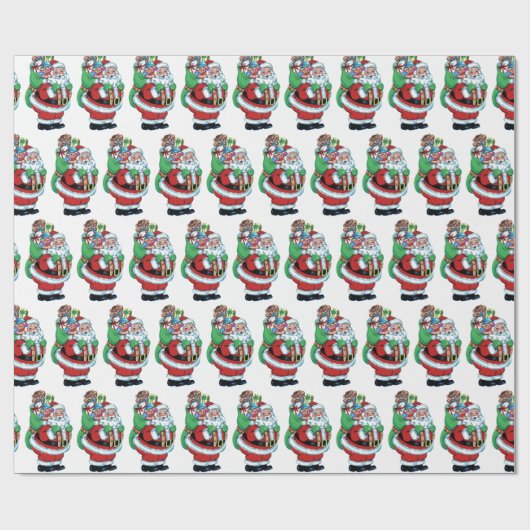 70sヴィンテージサンタクリスマスヴィンテージレトロ包装 ラッピングペーパー (フラット)