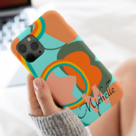 70sヴィンテージ抽象芸術スクリプトカスタムモノグラム名(&N) iPhone 13 Pro Maxケース