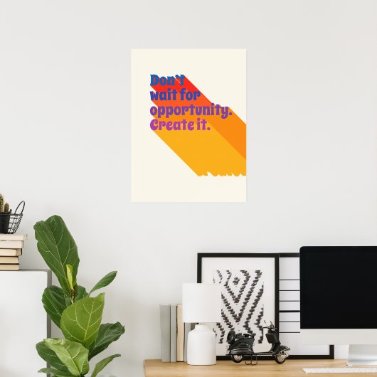 70s引用文感動的レトロブルーレッドイエローポップ・アートの ポスター (ホームオフィス)