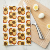 70s抽象芸術の円形 キッチンタオル (四つ折り)