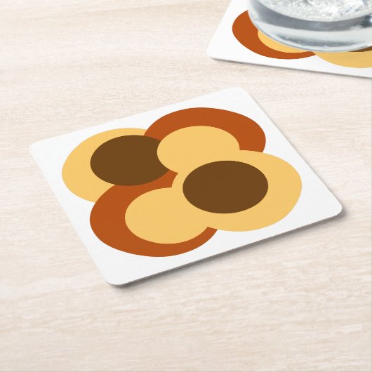 70s抽象芸術の円形 スクエアペーパーコースター (アングル)