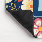 70s 60sレトロフローラモノグラムブルーとオレンジ マウスパッド (コーナー)