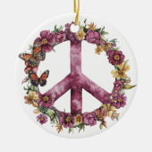 70s 60s Peace Sign Colorful セラミックオーナメント (正面)