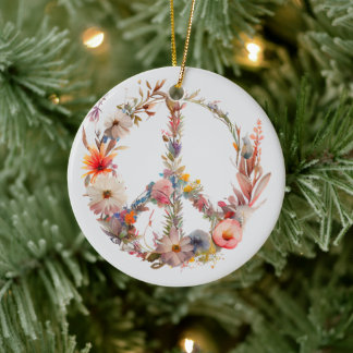 70s 60s Peace Sign Colorful セラミックオーナメント