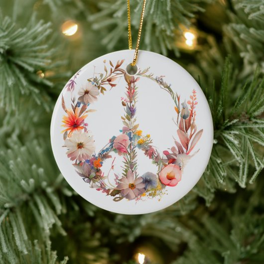 70s 60s Peace Sign Colorful セラミックオーナメント (ツリー)