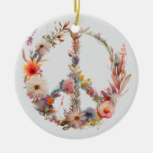 70s 60s Peace Sign Colorful セラミックオーナメント (正面)