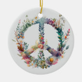 70s 60s Peace Sign Colorful セラミックオーナメント (正面)