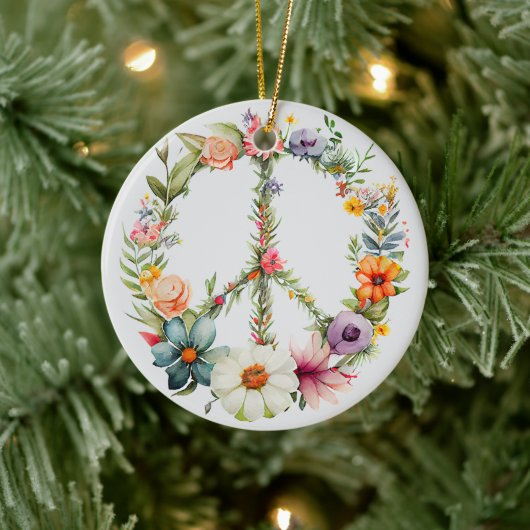 70s 60s Peace Sign Colorful セラミックオーナメント (ツリー)