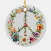 70s 60s Peace Sign Colorful セラミックオーナメント (裏面)