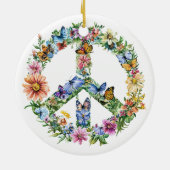 70s 60s Peace Sign Colorful セラミックオーナメント (裏面)