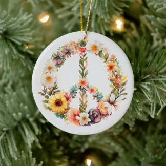 70s 60s Peace Sign Colorful セラミックオーナメント