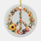 70s 60s Peace Sign Colorful セラミックオーナメント (正面)