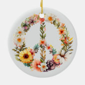 70s 60s Peace Sign Colorful セラミックオーナメント (裏面)