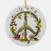 70s 60s Peace Sign Colorful セラミックオーナメント (正面)
