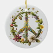 70s 60s Peace Sign Colorful セラミックオーナメント (裏面)