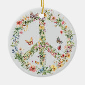 70s 60s Peace Sign Colorful セラミックオーナメント (正面)