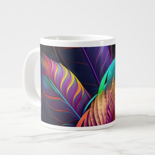 70s 60s Psychedelic Feathers  ジャンボコーヒーマグカップ (正面左)