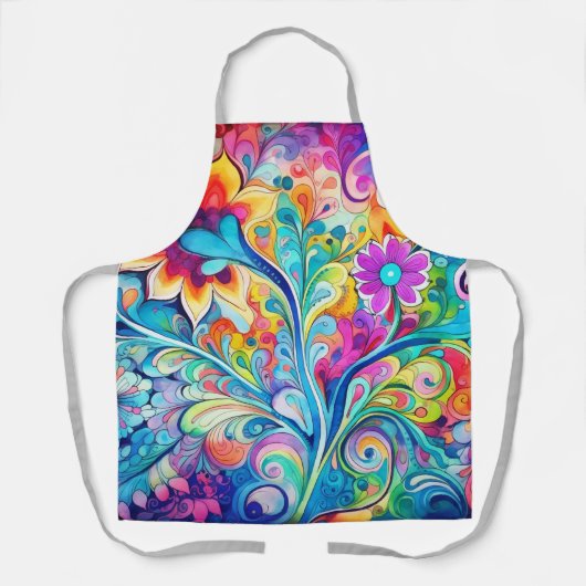 70s 60s Psychedelic Hippy Retro Hip エプロン (正面)