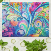 70s 60s Psychedelic Hippy Retro Hip キッチンタオル (折り畳み)