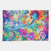 70s 60s Psychedelic Hippy Retro Hip キッチンタオル (横)