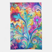 70s 60s Psychedelic Hippy Retro Hip キッチンタオル (縦)