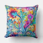 70s 60s Psychedelic Hippy Retro Hip クッション (正面)