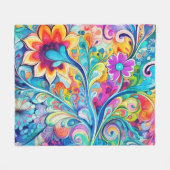 70s 60s Psychedelic Hippy Retro Hip フリースブランケット (正面(横))