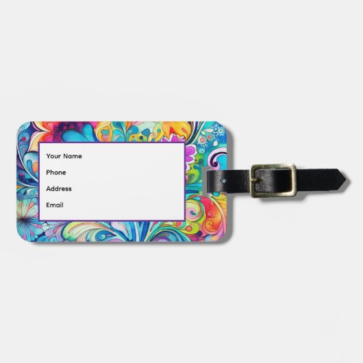 70s 60s Psychedelic Hippy Retro Hip ラゲッジタグ (正面横)