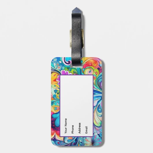 70s 60s Psychedelic Hippy Retro Hip ラゲッジタグ (裏面縦)