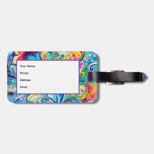 70s 60s Psychedelic Hippy Retro Hip ラゲッジタグ (裏面横)