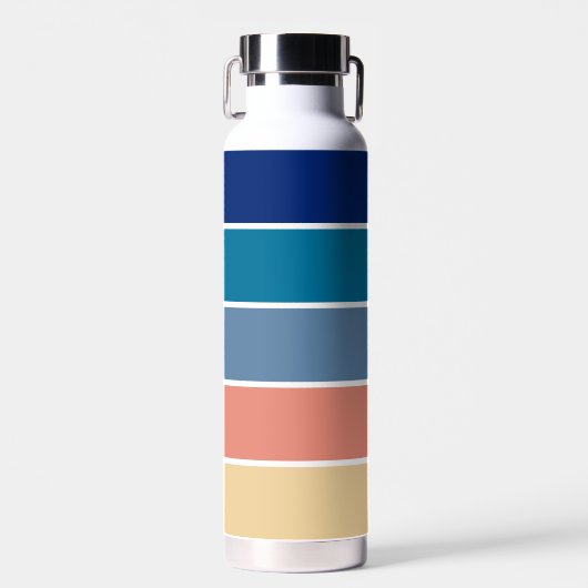 70s 80sレトロストライプのストライプ数 ウォーターボトル (正面)