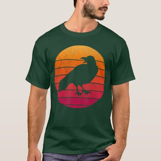 70s 80sレトロSun Crow ShirtヴィンテージRaven Tee Bir Tシャツ (正面)