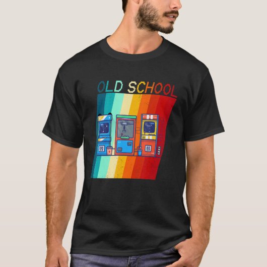 70s 80s 90sヴィンテージレトロアーケードビデオゲーム旧Sc Tシャツ (正面)