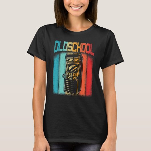 70s 80s 90sヴィンテージレトロアーケードビデオゲーム旧Sc Tシャツ (正面)
