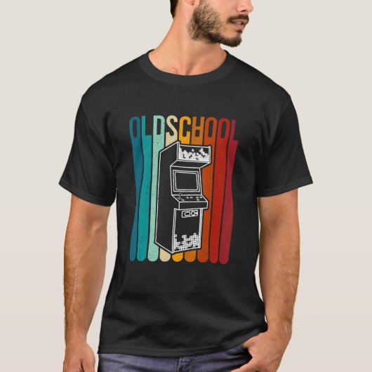 70s 80s 90sヴィンテージレトロアーケードビデオゲーム旧Sc Tシャツ (正面)