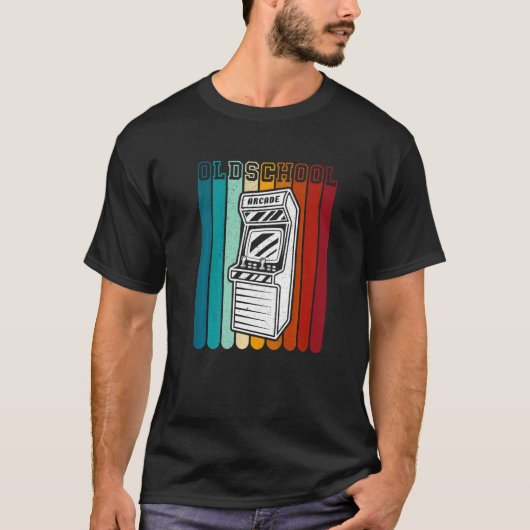 70s 80s 90sヴィンテージレトロアーケードビデオゲーム旧Sc Tシャツ (正面)