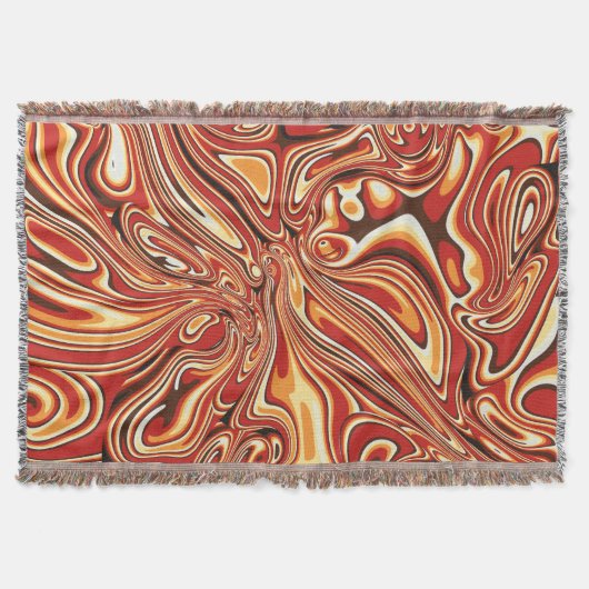 70s Abstract Retro Marble Liquid Design  スローブランケット (正面)