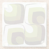 70s Bold Modern Retro Ogee Motif in Greens ガラスコースター (裏面)