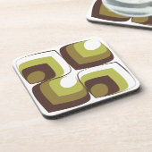 70s Bold Modern Retro Ogee Motif in Greens コースター (左側)